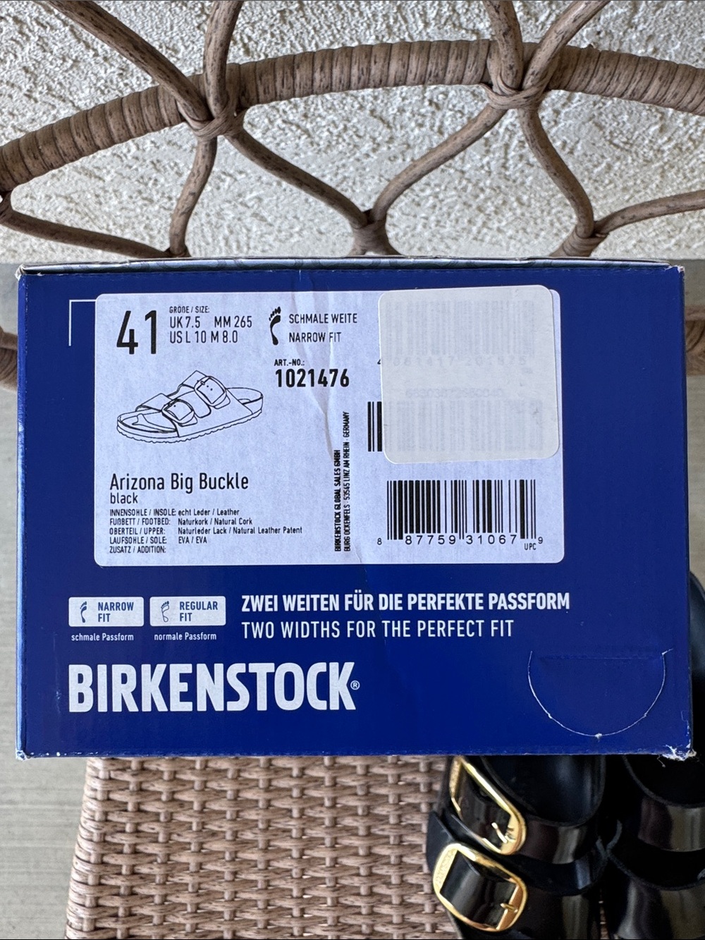 Birkenstock Arizona Big Buckle Sandals in Black with Gold Buckles - Picture 9 of 10